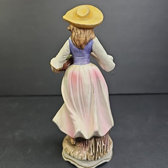 Porcelain Figure of Lady with Basket of Grapes 7" - Picture 3 of 10